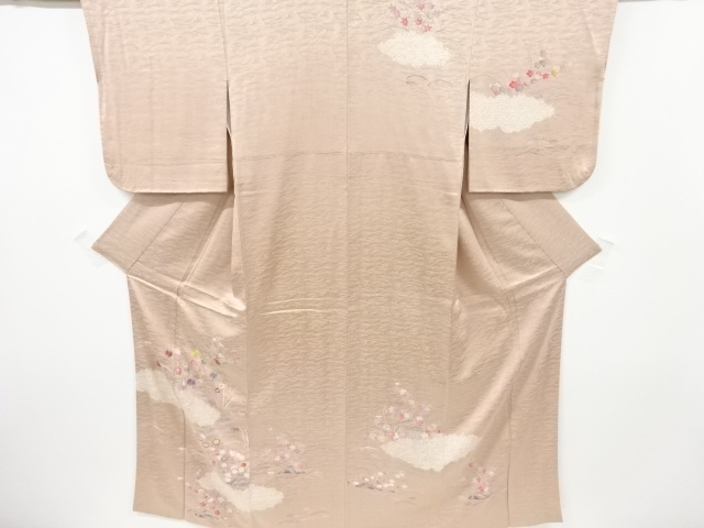 JAPANESE KIMONO / HOMONGI / EMBROIDERY / SHIBORI / FLORAL PLANTS